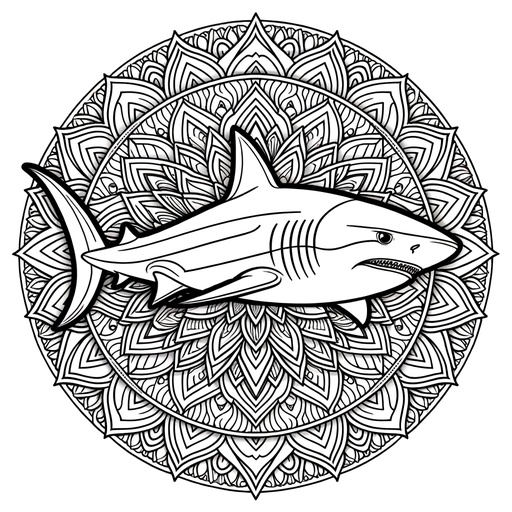 Mandala Bull Shark Coloring Page