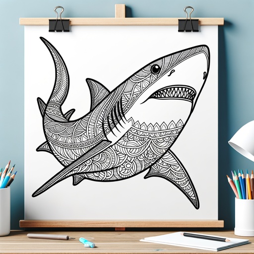 Mindful Bull Shark Coloring Page