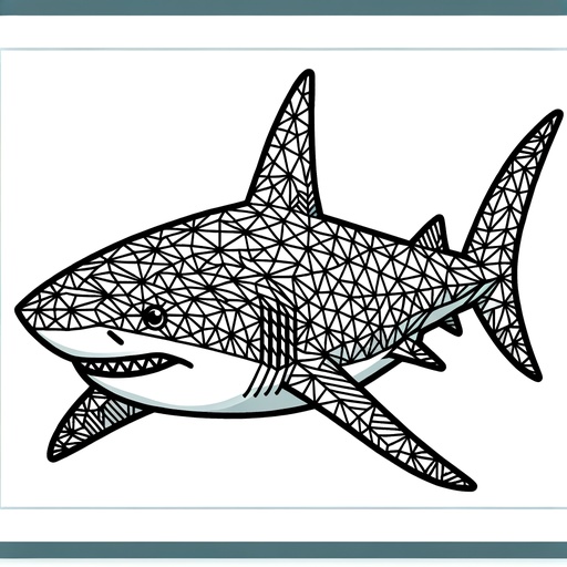 Geometric Bull Shark Coloring Page