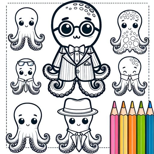 Octopus in Suits Coloring Page