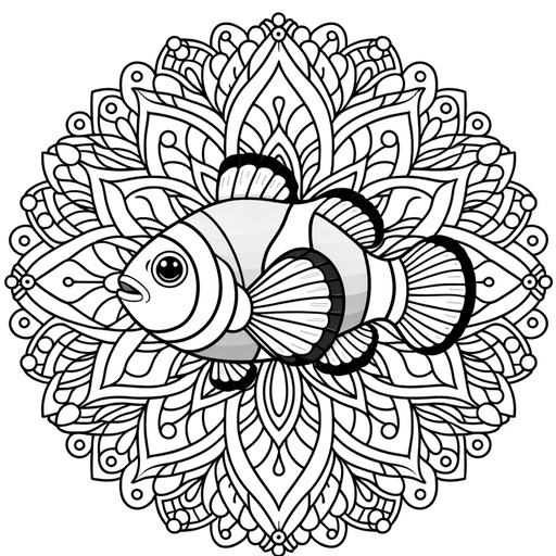 Mandala Clownfish Coloring Page