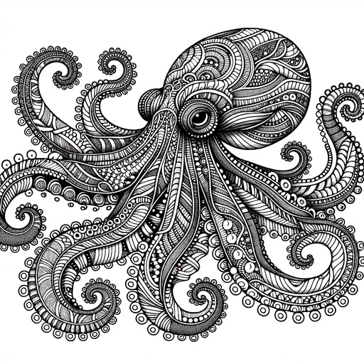 Zentangle Octopus Coloring Page