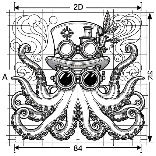 Steampunk Octopus Coloring Page