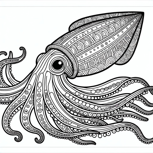 Mindful Giant Squid Coloring Page