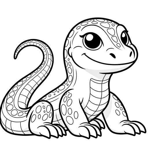 Children&#8217;s Komodo Dragon Coloring Page