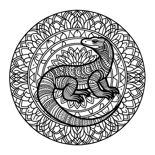 Mandala Komodo Dragon Coloring Page