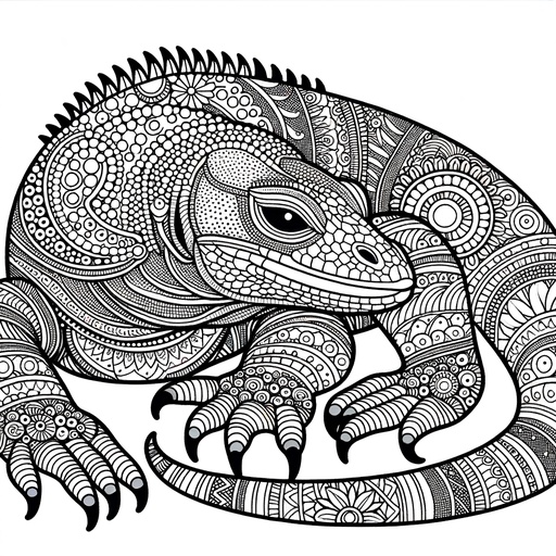 Mindful Komodo Dragon Coloring Page