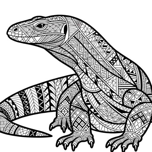 Geometric Komodo Dragon Coloring Page