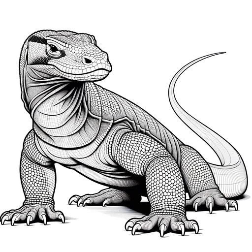 Realistic Komodo Dragon Coloring Page