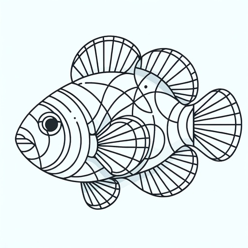 Geometric Clownfish Coloring Page