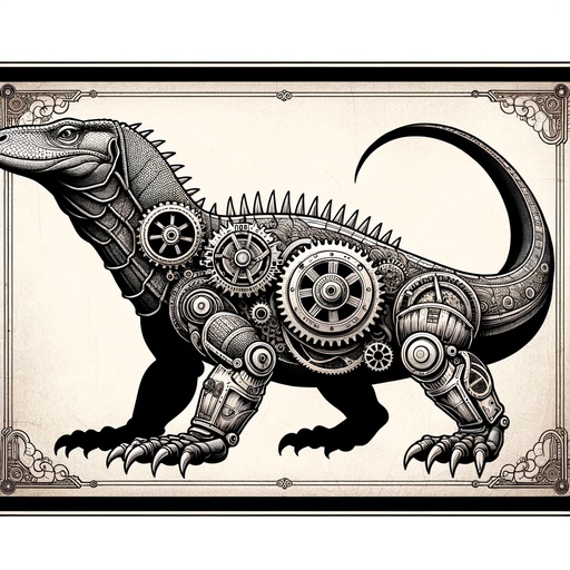 Steampunk Komodo Dragon Coloring Page