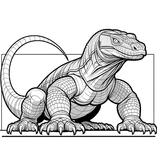 Action Pose Komodo Dragon Coloring Page