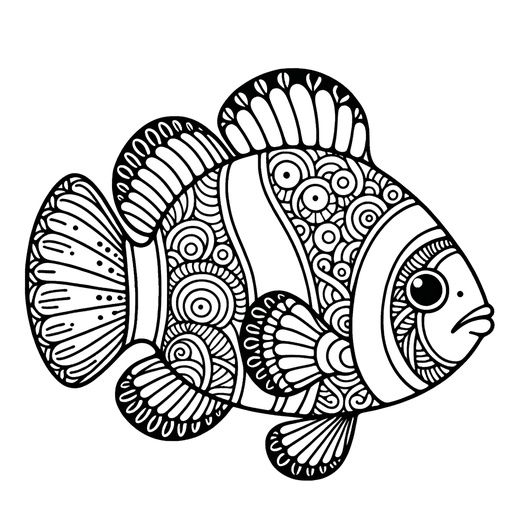 Zentangle Clownfish Coloring Page