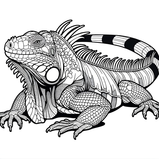 Realistic Iguana Coloring Page