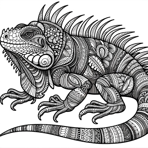 Zentangle Iguana Coloring Page