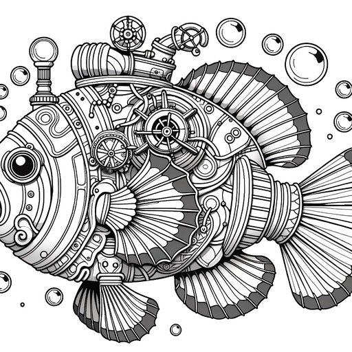 Steampunk Clownfish Coloring Page