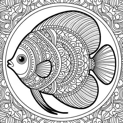 Mandala Angel Fish Coloring Page