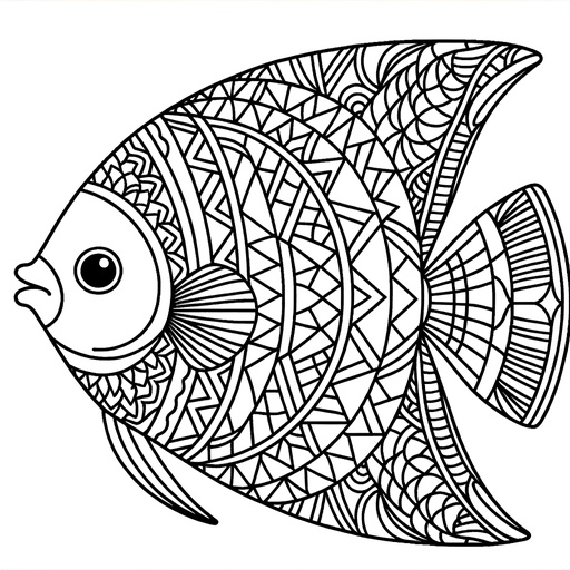 Geometric Angel Fish Coloring Page