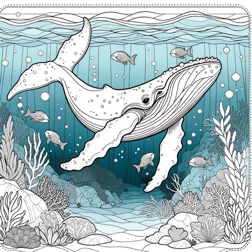 Underwater Humpback Whale Coloring Page