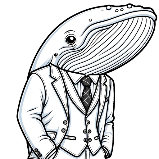 Humpback Whale in Suits Coloring Page