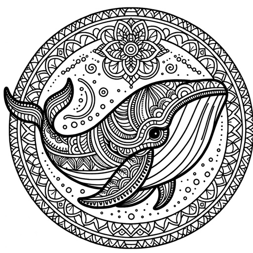 Mandala Humpback Whale Coloring Page