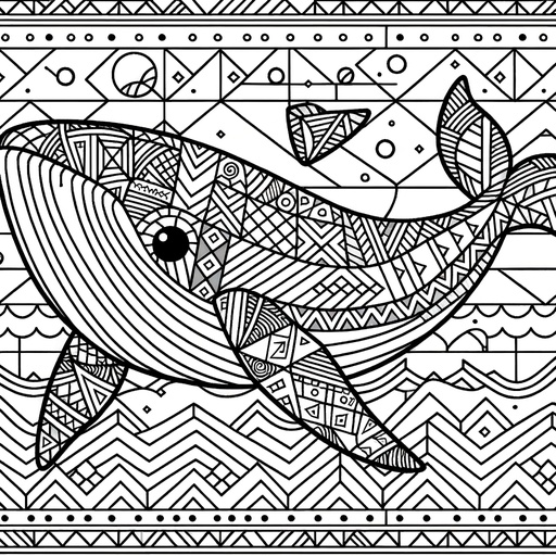 Geometric Humpback Whale Coloring Page