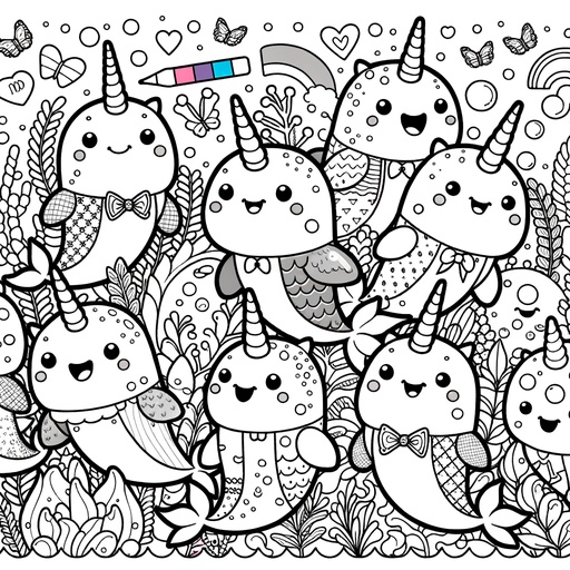 Narwhal in Suits Coloring Page