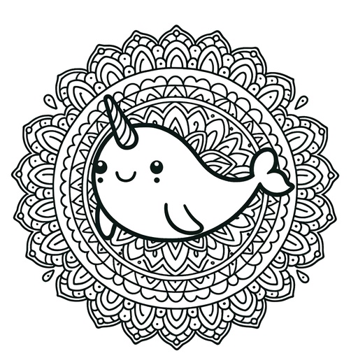 Mandala Narwhal Coloring Page