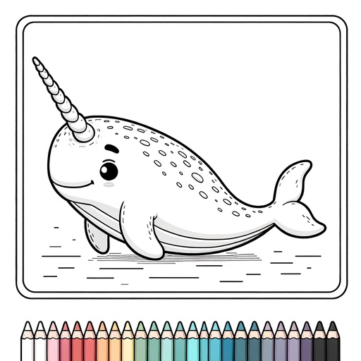 Realistic Narwhal Coloring Page