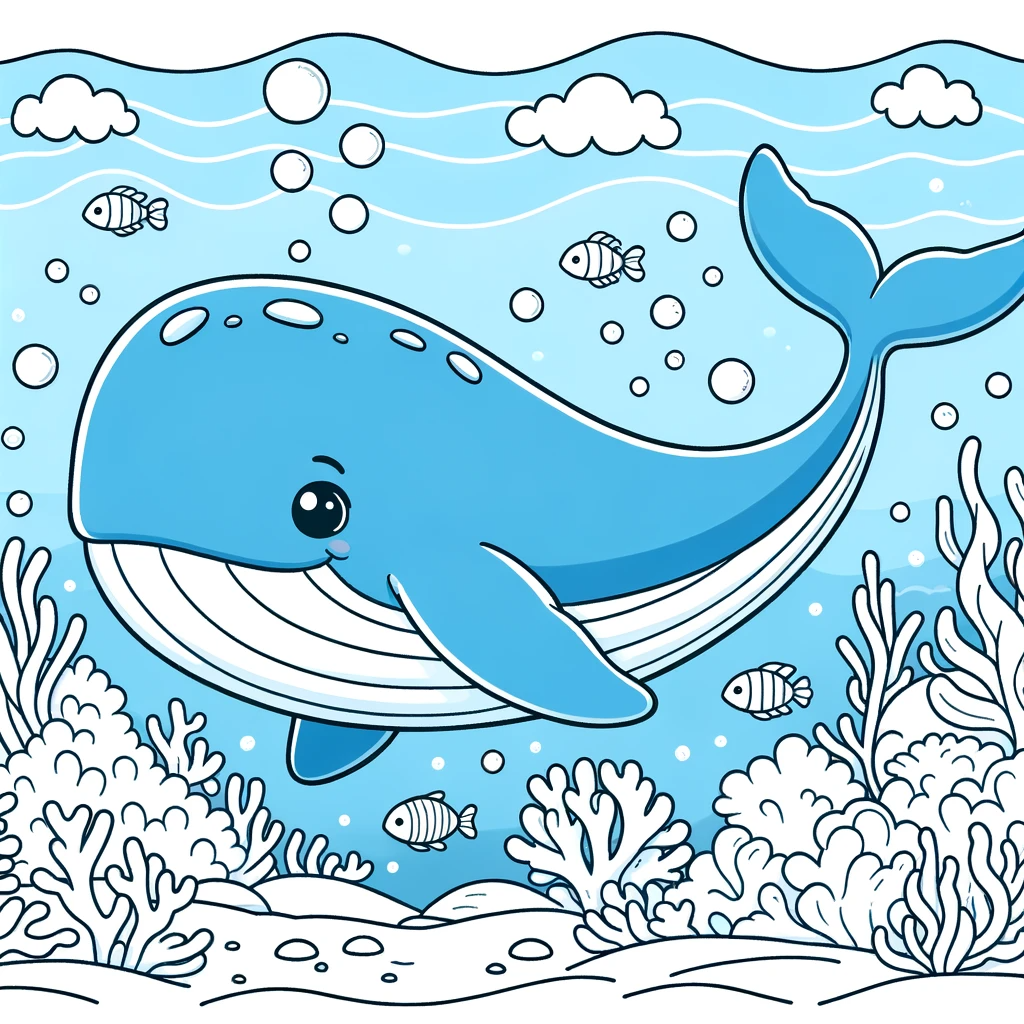 Whale &#038; Shark Coloring Pages For Children