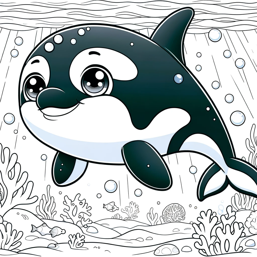 Whale &#038; Shark Coloring Pages For Children