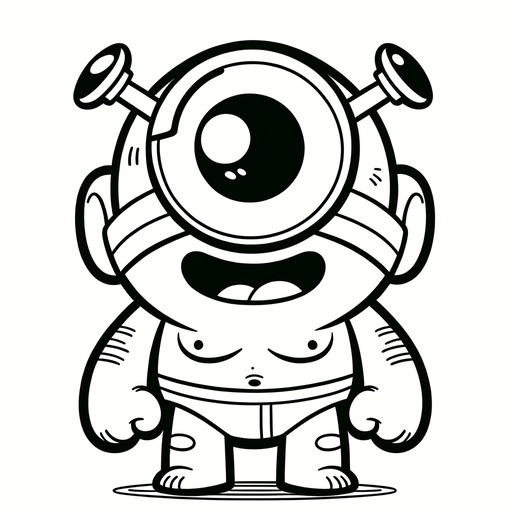 Children&#8217;s Cartoon Cyclops Coloring Page