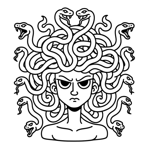 Children's Cartoon Medusa Coloring Page- 4 Free Printable Pages