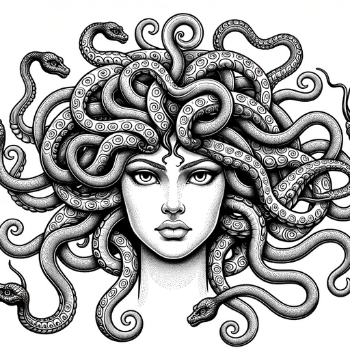 Children's Realistic Medusa Coloring Page- 4 Free Printable Pages