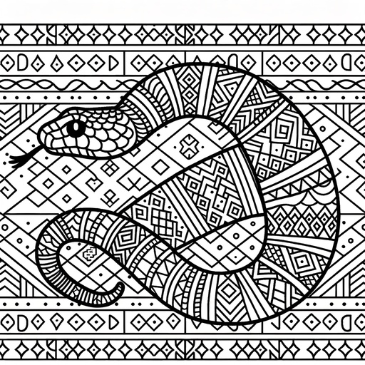 Geometric Rattlesnake Coloring Page