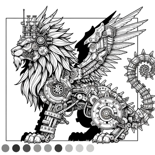 Children&#8217;s Steampunk Chimeras Coloring Page