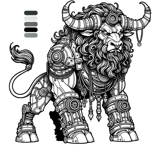 Children&#8217;s Steampunk Minotaurs Coloring Page