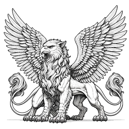 Children&#8217;s Realistic Griffins Coloring Page