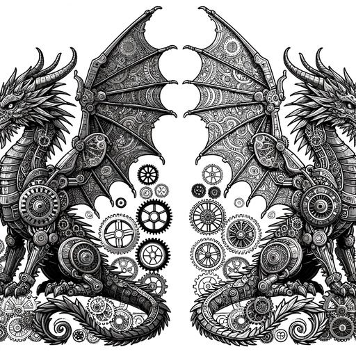 Children&#8217;s Steampunk Dragons Coloring Page