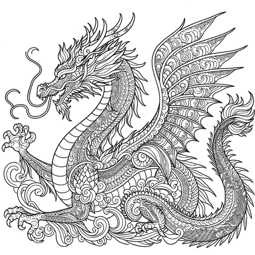 Children&#8217;s Mindful Dragons Coloring Page