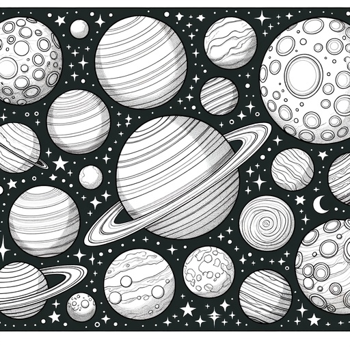 Children&#8217;s Realistic Planets Coloring Page