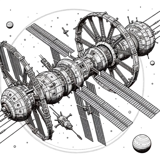 Children&#8217;s Realistic Space Station Coloring Page