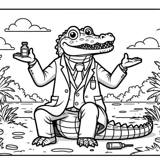 Job-themed Alligator Coloring Page