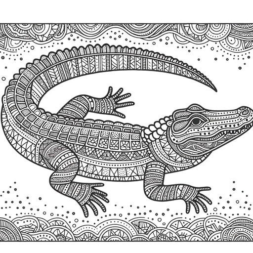 Children&#8217;s Mindful Alligator Coloring Page