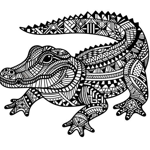 Children&#8217;s Geometric Alligator Coloring Page