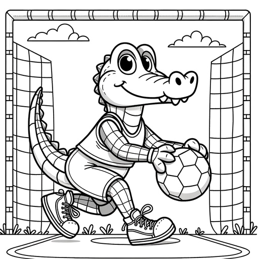 Children&#8217;s Sporty Alligator Coloring Page