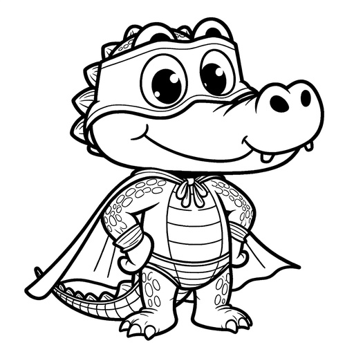 Children&#8217;s Superhero Alligator Coloring Page