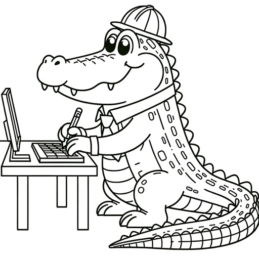 Children&#8217;s Job-themed Alligator Coloring Page