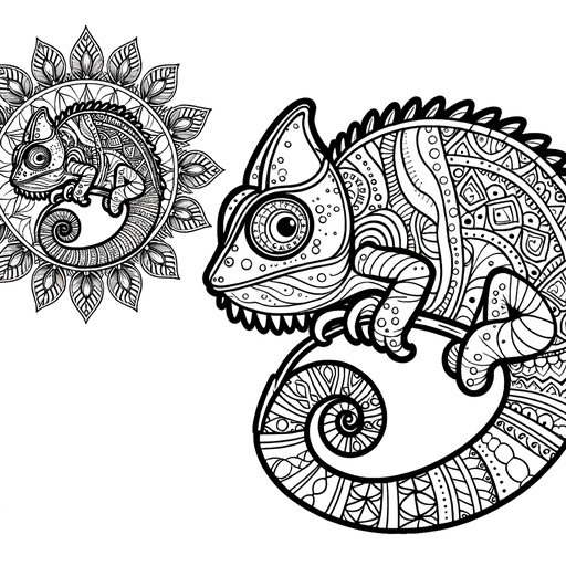 Children&#8217;s Mindful Chameleon Coloring Page