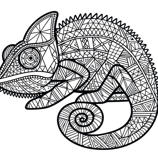 Children&#8217;s Geometric Chameleon Coloring Page